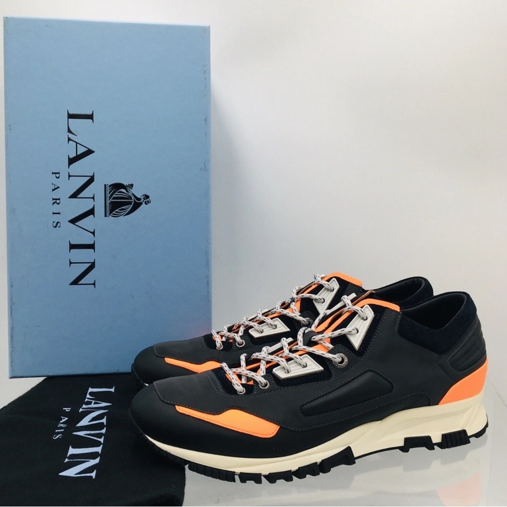 LANVIN- Reflective Running Sneakers Dark Grey / Black- Men’s Size US 11 M